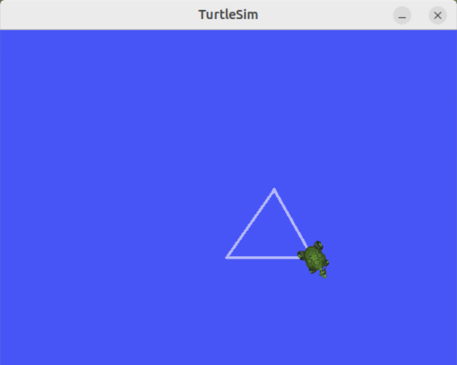 Turtle Sim after the turtle has drawn the triangle
